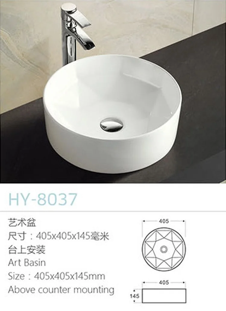 Best selling premium products Round shaped Matte Gray printed bathroom counter top art basin ceramic