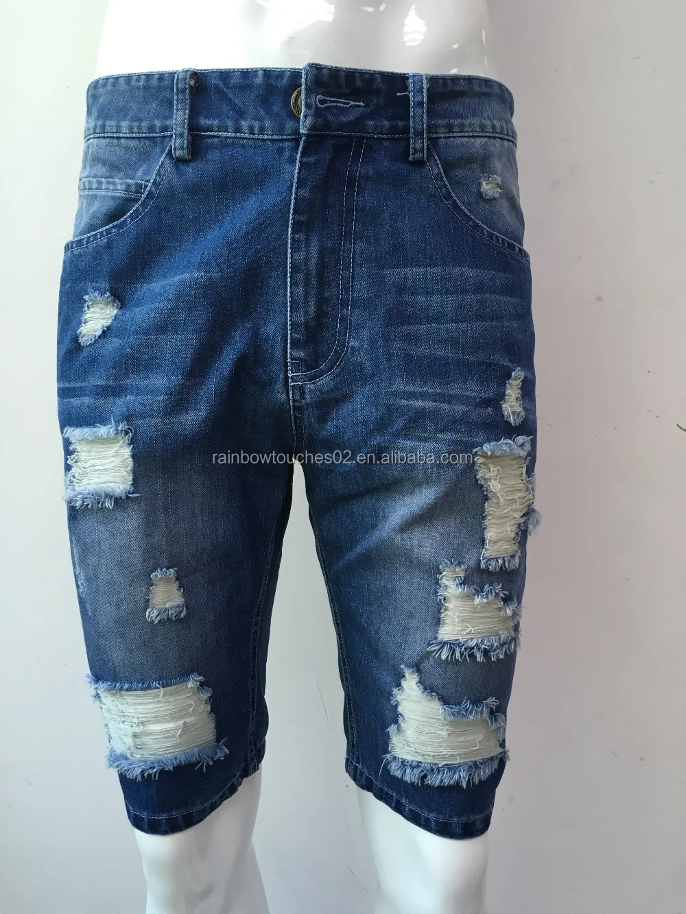 Wholesale Cheap Jeans Shorts High Quality Distressed Denim Shorts Men