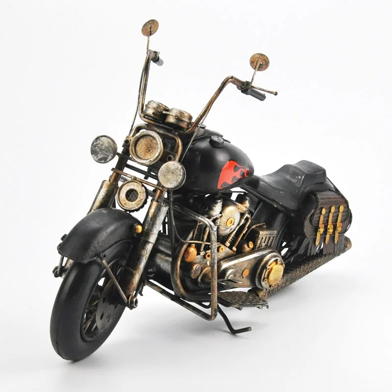 Vintage Metal Motorbike Crafts Metal Antique Motorcycle Model Desktop