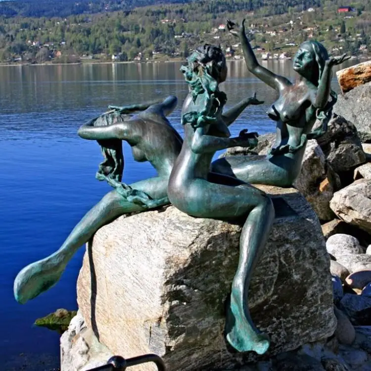 bronze mermaid water fountain