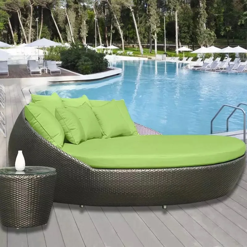 Best Selling Swimming Pool Beach Lounge Bed Garden Furniture Set Wicker