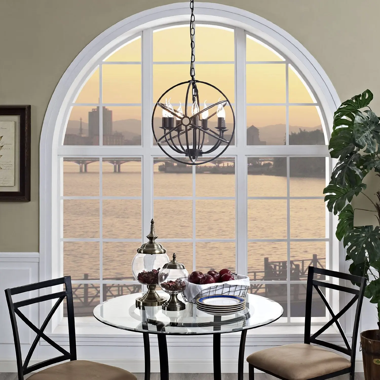 Atom Chandelier, Brown