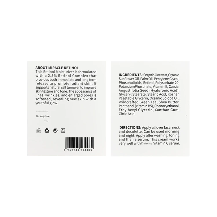 Retinol Moisturizer Cream for Face, With Hyaluronic Acid, Vitamin E and Green Tea