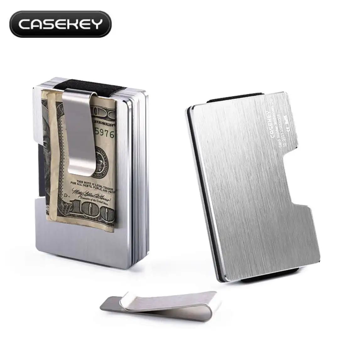 Slim Aluminum Rfid Blocking Metal Credit Card Holder With Money Clip
