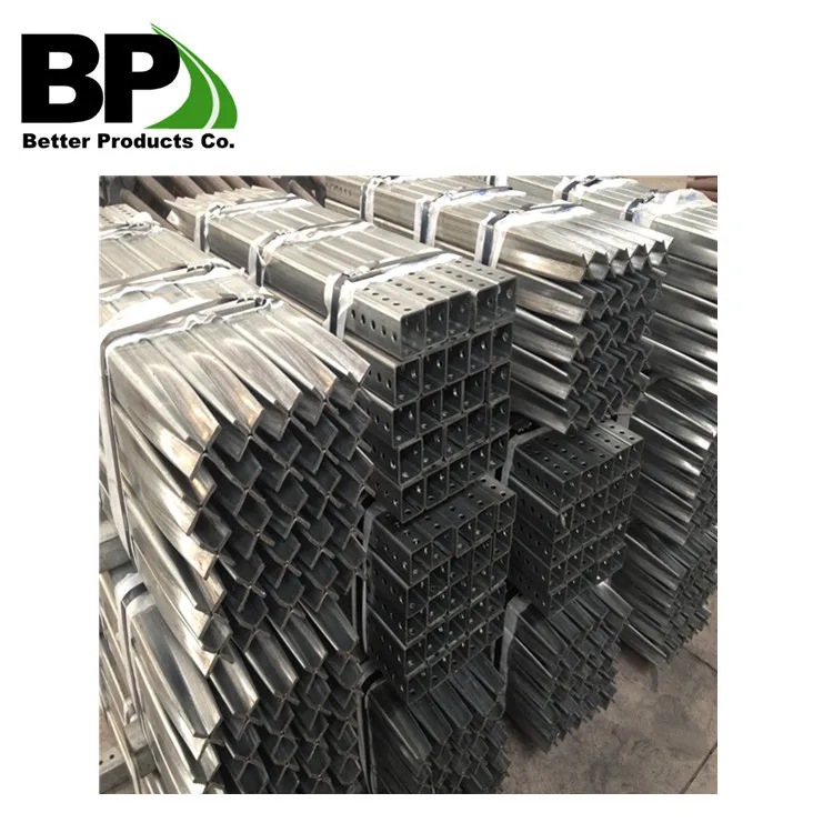 Traffic Control Perforated Galvanized Steel Square Tubular Sign Posts