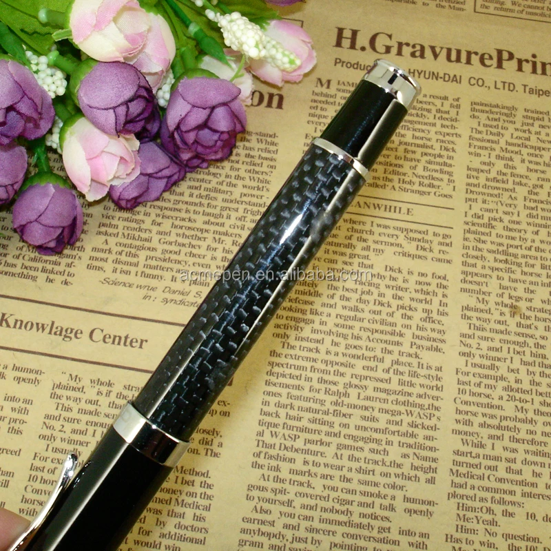 Luxury Carbon Fiber Fountain Pen Liquid Ink Pens With Pump Cartridge