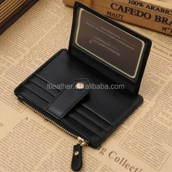 Oil wax leather card holder custom mini case mens slim minimalist rfid blocking genuine leather credit card wallet
