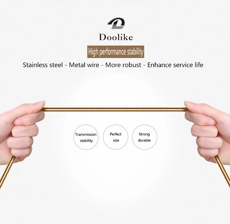 Wholesale Flexible 1.5m Flat Spring Micro USB Cable Charging Cable for iPhone 