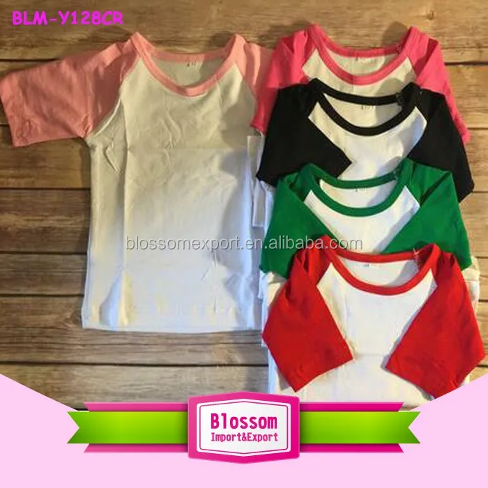 Wholesale Ruffle Raglan Sleeve Plain Blank Icing Raglan Unisex Shirts Custom T Shirt Printing