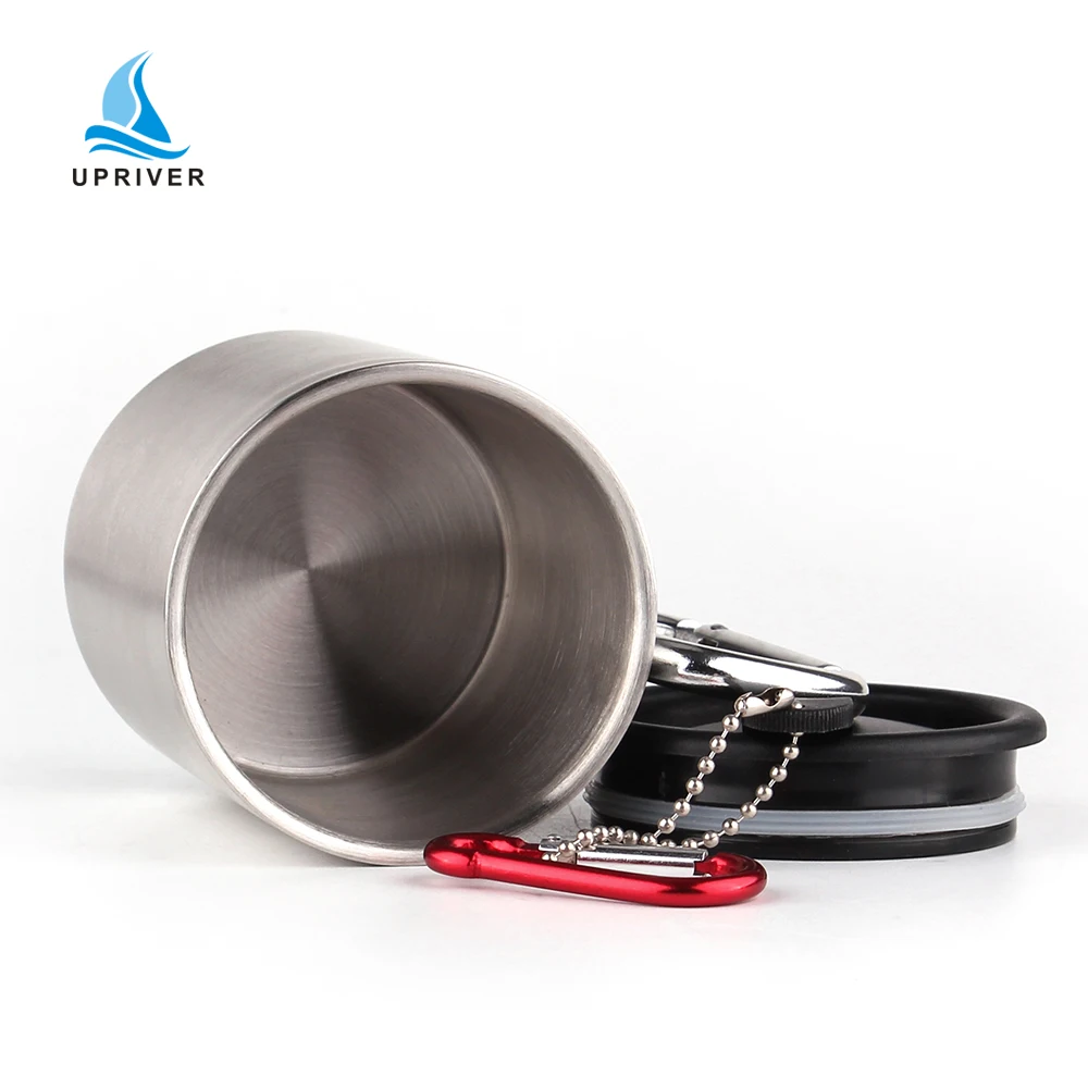 Double Wall Stainless Steel Travel Mug With Carabiner Handle Portable
