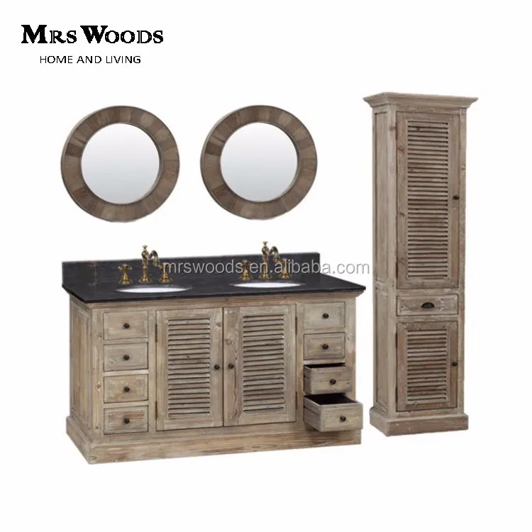 Vintage Double Sink Reclaimed Wood Bathroom Vanity Made In China View Bathroom Vanity Made In China Mrs Woods Product Details From Ningbo Mrs Woods Home Furnishings Co Ltd On Alibaba Com