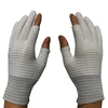 Antistatic Cotton Nylon Carbon Fiber Hand Gloves Cut 2 Fingerless Striped for Safe Electricity Work Assembly