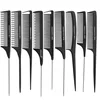 Heat Resistant Salon Hair Trimmer Antistatic Cutting Combs Carbon Hairdressing Metal Pin Tail Comb Full Style Offer