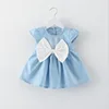 2018 New Product Korean Baby Clothes Frocks Designs Dress Of Picture For Girl With Bowknot