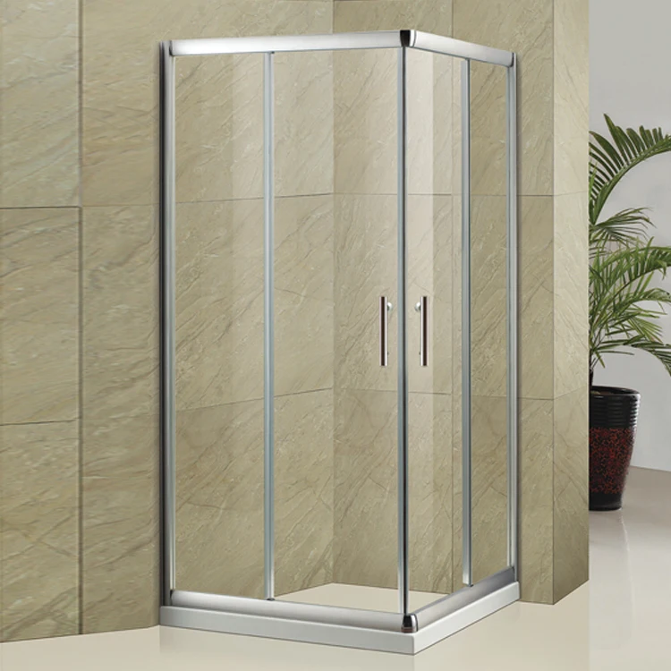 Custom size indoor enclosure square corner 2 sliding glass bathroom shower door