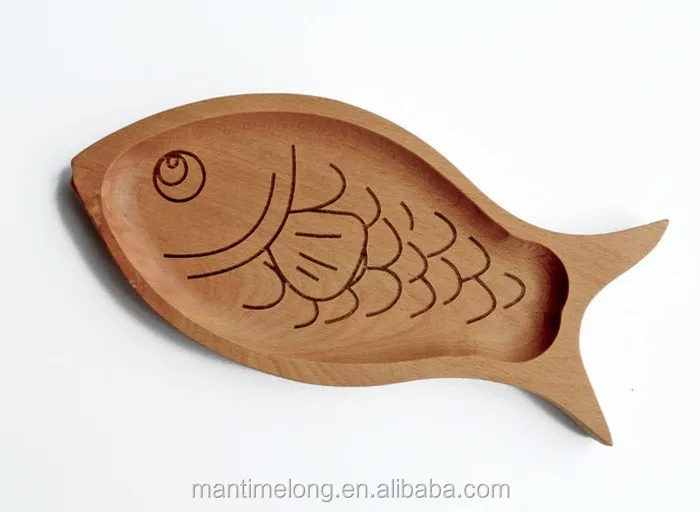 創造的な木製の魚の形のトレイ日本のブナの木の木のプレート卸売スナックサービング皿デザートプレート - Buy 木製プレート卸売,スナック