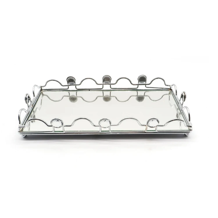 silver and mirror tray