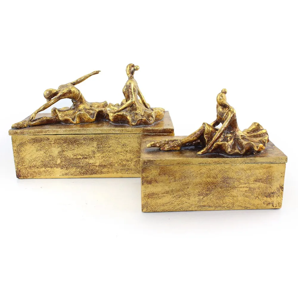 Unique Style Resin Gold Dancing Ballet Girl Jewelry Storage Gift Box details