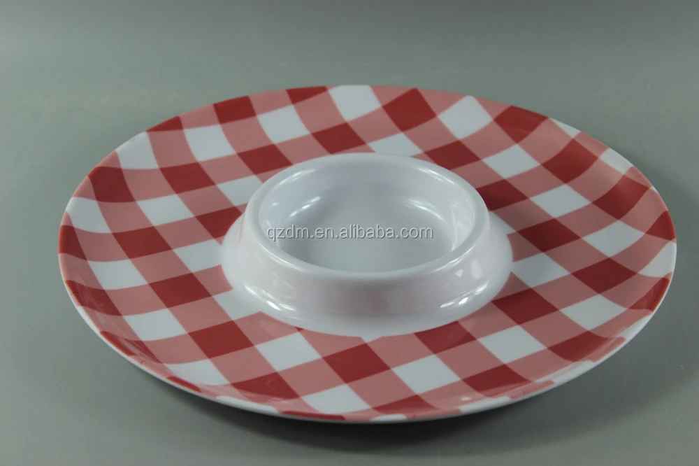 12 Inch Round Shape Melamine Chip And Dip Trays