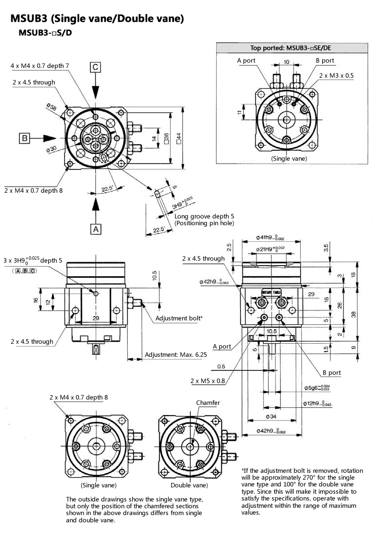 Rotary Table/Pneumatic Cylinder Series MSUB