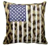 Hipster leopard Print American USA Patriotic Flag Throw Pillows