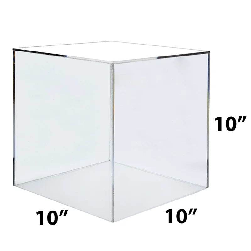 12" Jewelry Cube Riser Display Box  5 Sided Cover Stand Pedestal in White 