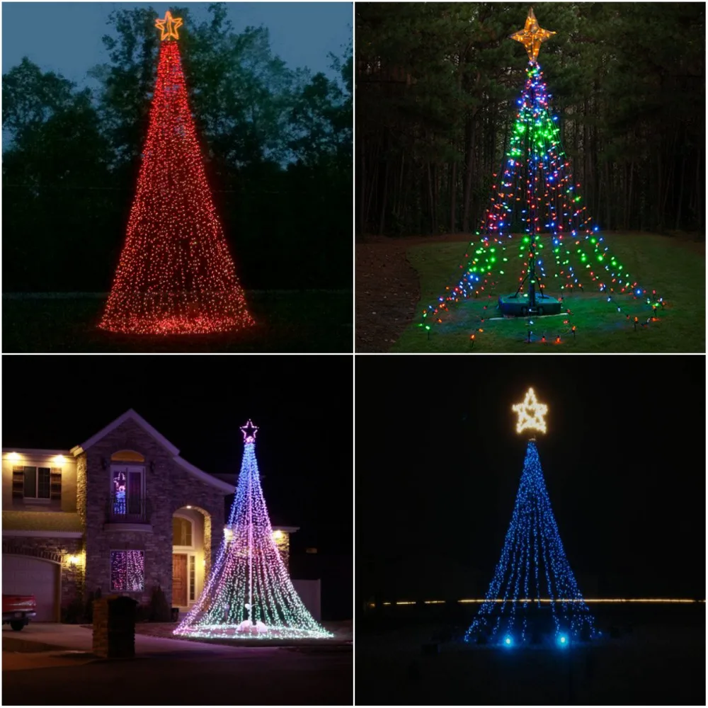 Outdoor Christmas Yard Decoration Diy Large Led Christmas Tree Flagpole ...