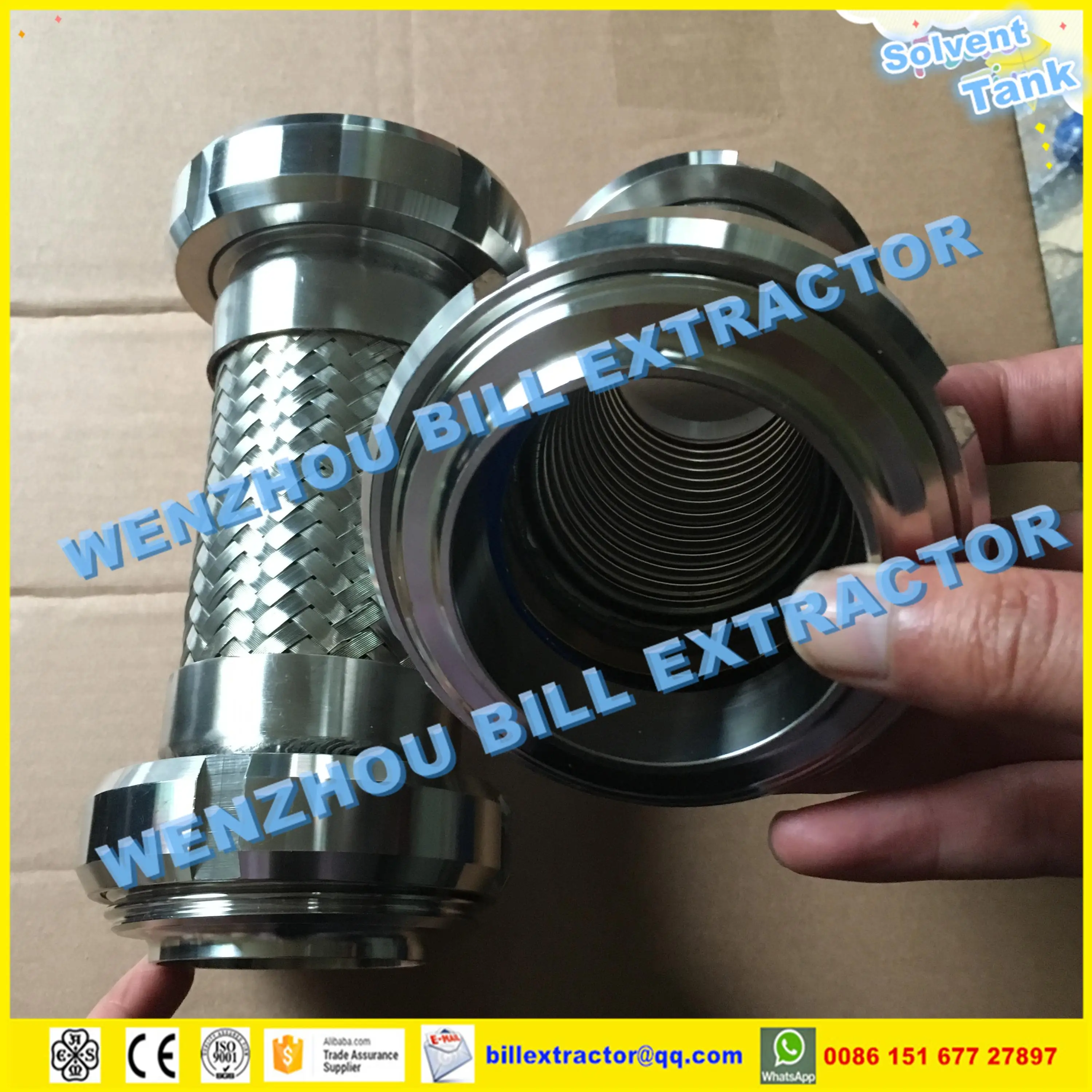 Stainless Steel Dn 80 Triclamp Flexible Hose With Bellow 200mm Long