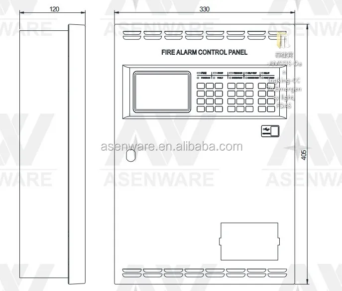 2 wires fire alarm control panel with mini printer