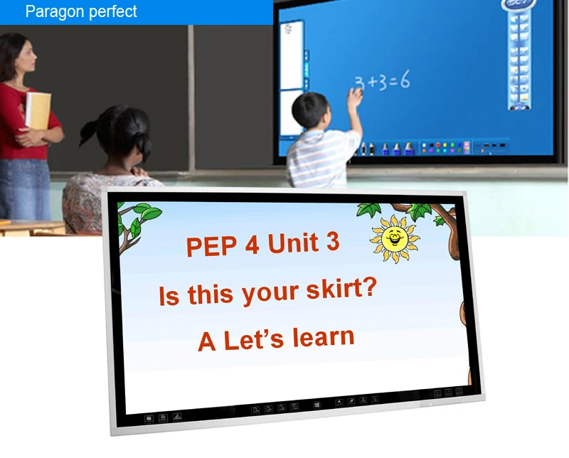 65 Inch Free Standing Movable With Wheels Teaching Aids Electronic Touch Screen Monitor Tv For