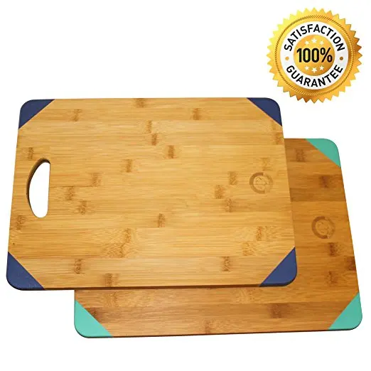 Bamboo Wood Cutting Board With Blue Nonslip Silicone Rubber Feet Buy