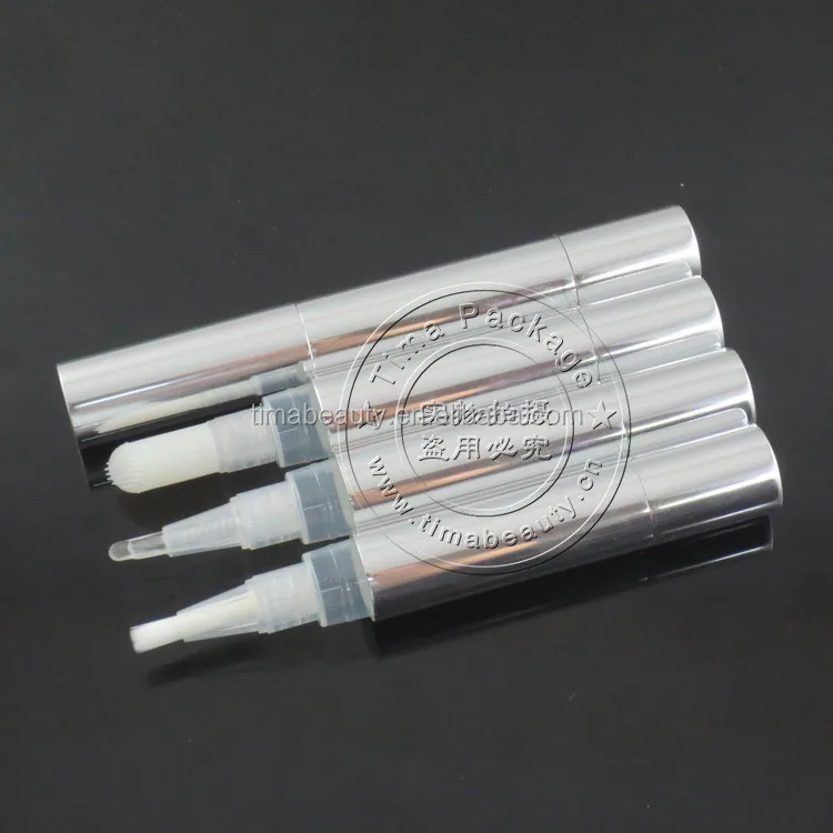 
moq 500pcs 4.5ml shiny silver twist cosmetic pen package aluminium metal lip gloss bottle TM-LG780 