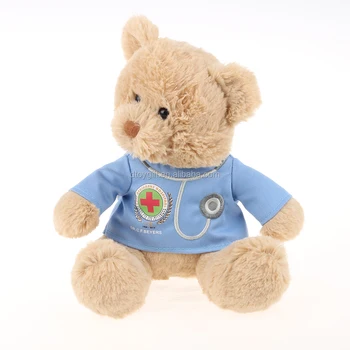 Lovely Hospital Gift Soft Plush Doctor Teddy Bear Wear Blue Nursing T ...