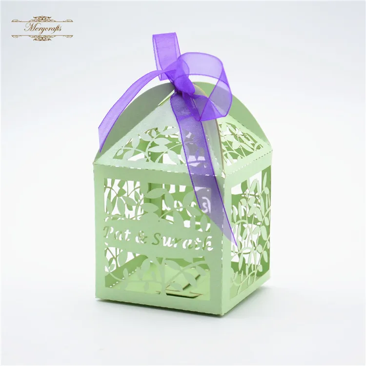 me<em></em>tallic paper leaves laser cut indian wedding return gift box small