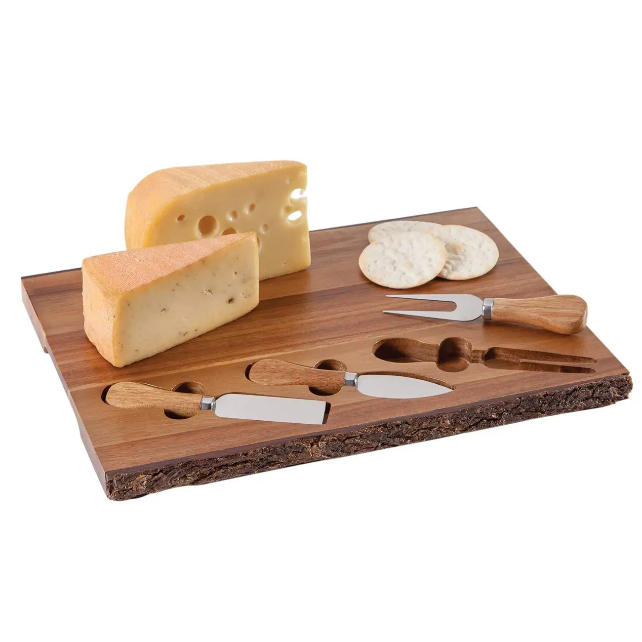 Acacia Kitchen Chopping Blocks Wood Cheese Board With Knife Set Bamboo ...