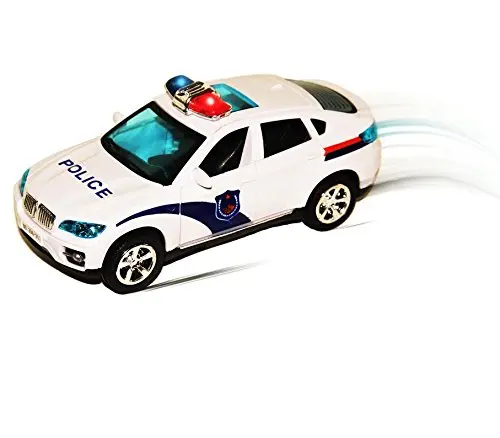 toy police cars with flashing lights and sirens