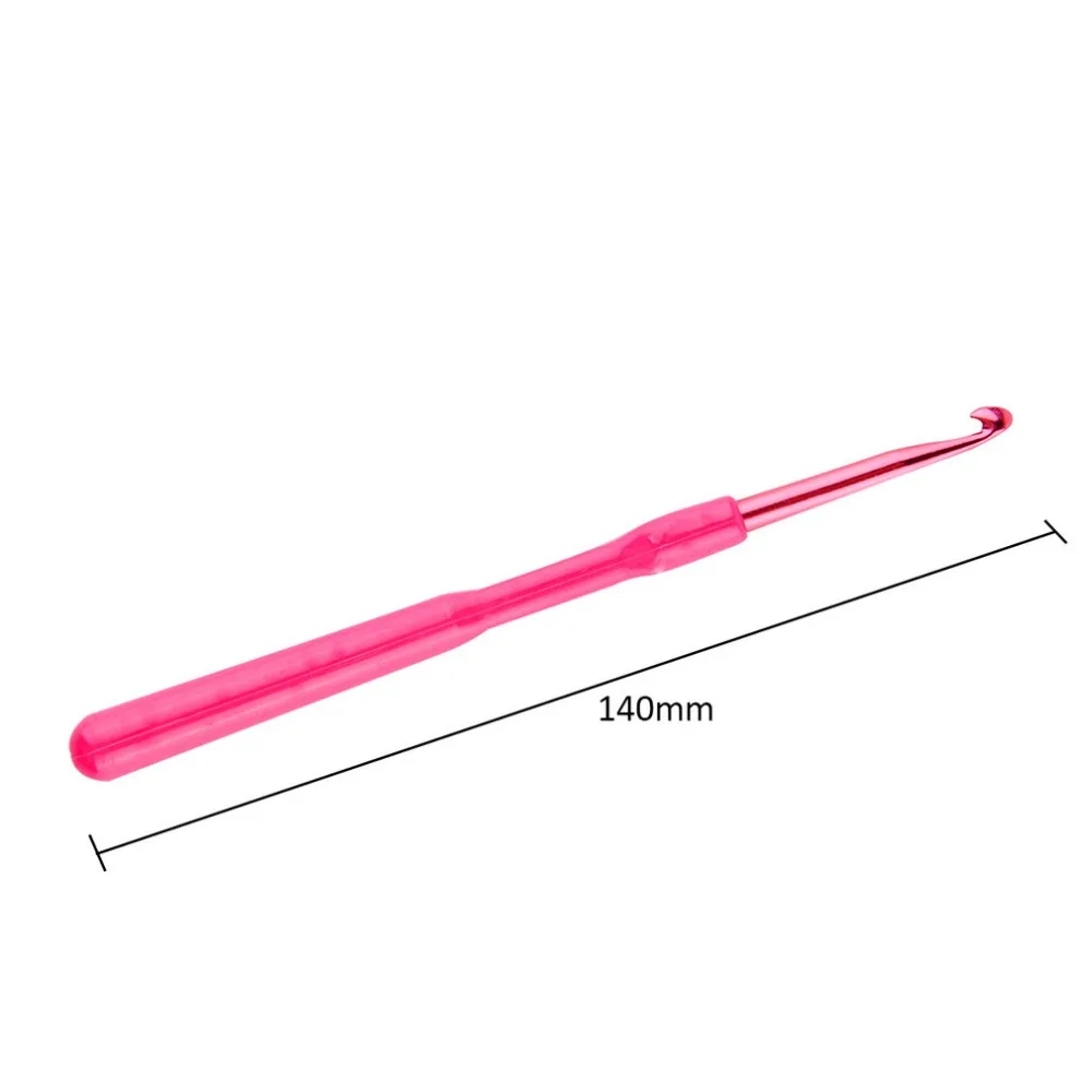 6pcs Multicolor Plastic Handle Aluminum Crochet Hooks Knitting Needles Craft