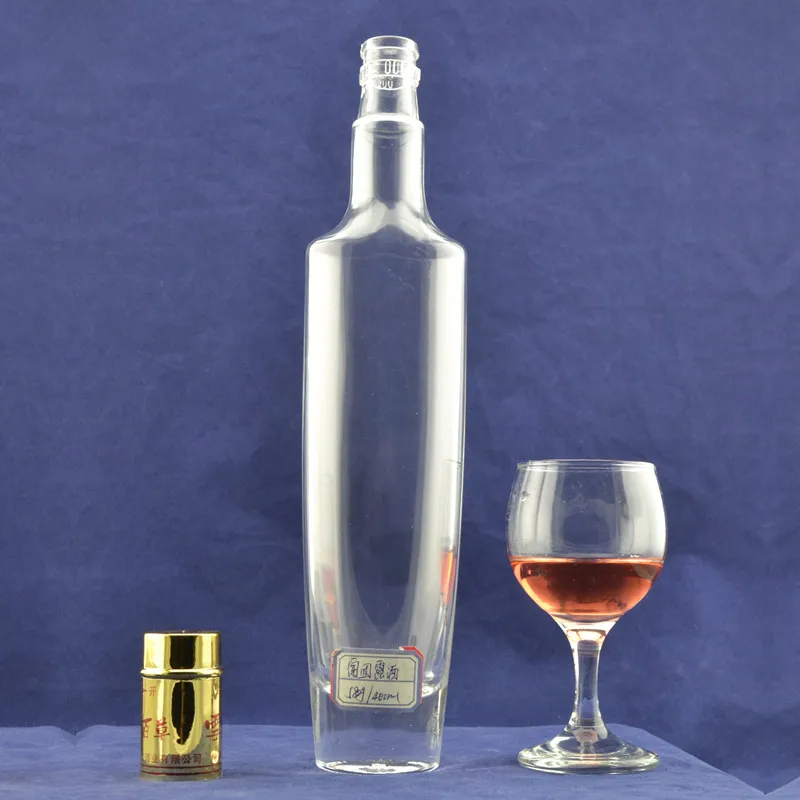 Clear Round Tall Guala Cap Whiskey Bottle Glass Bottles With Corks