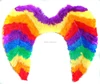 Colorful rainbow large feather angel wings wholesale Unique pattern design QFW-8075