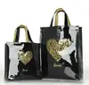 OEM fashion lady black PVC tote bag women hand bag brands wholesale