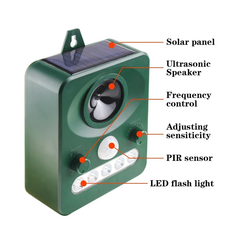 Solar Ultrasonic Pest Repeller - Outdoor Animal Deterrent For Rats, Moles, Birds, And More