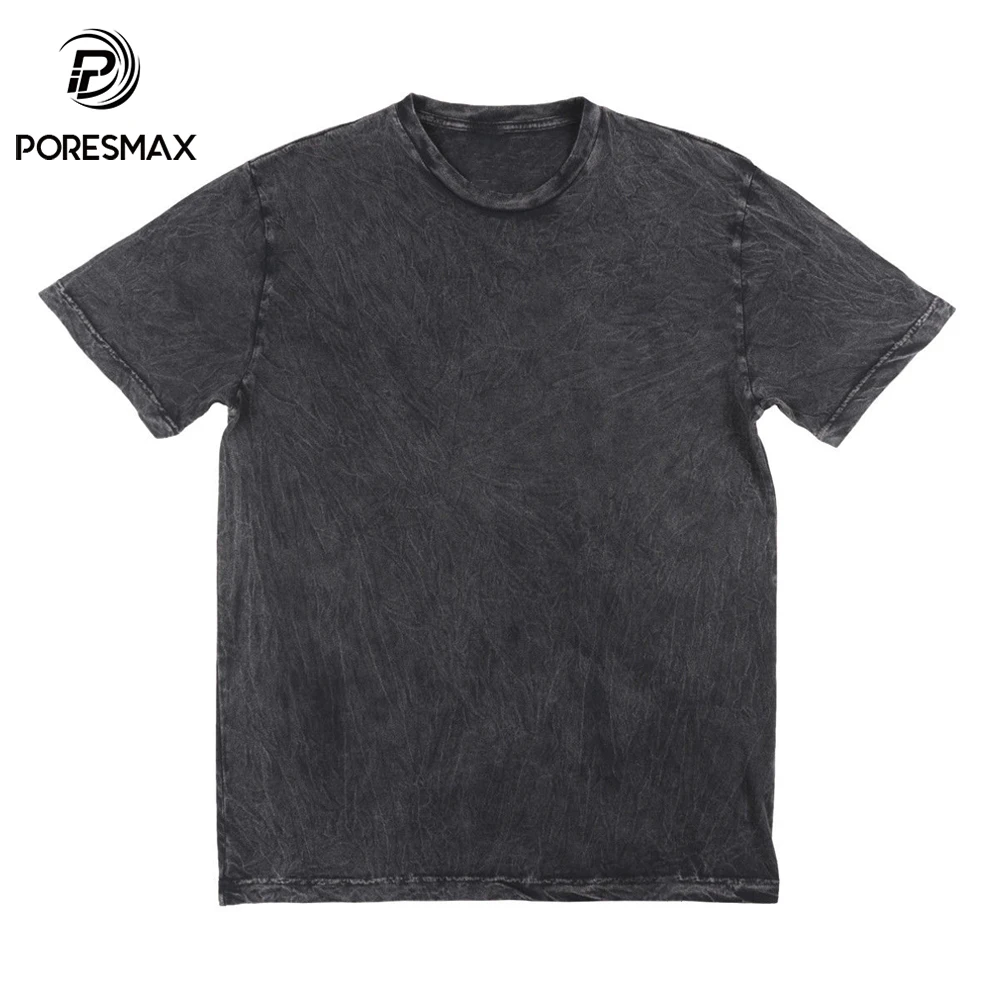 High Quality Soft 100% Cotton Plain Wholesale Black Acid Wash T Shirts for Men