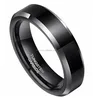 Tungsten Carbide Men's Unisex Ring Wedding Band 6mm Flat Top Two Tone Black Beveled Edge Comfort Fit