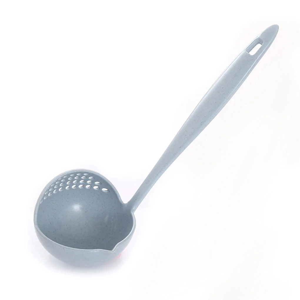 elmart-US-Wheat Spoon Soup Spoon Colander 2in1 Long Handle Plastic Hot Pot Spoon 