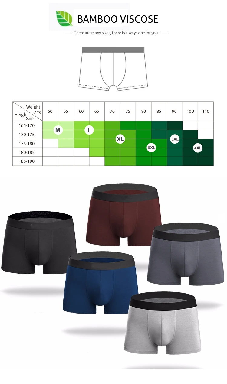 wholesale custom elastic bamboo mens boxer shorts brief underwear