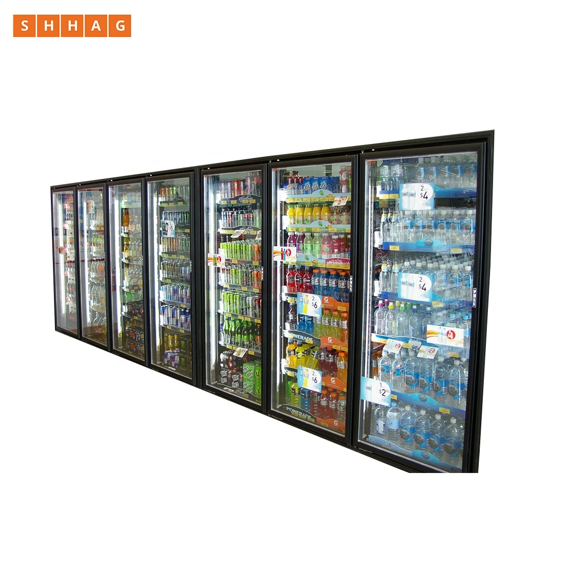 Commercial refrigerator display glass door system for walk in cooler freezer