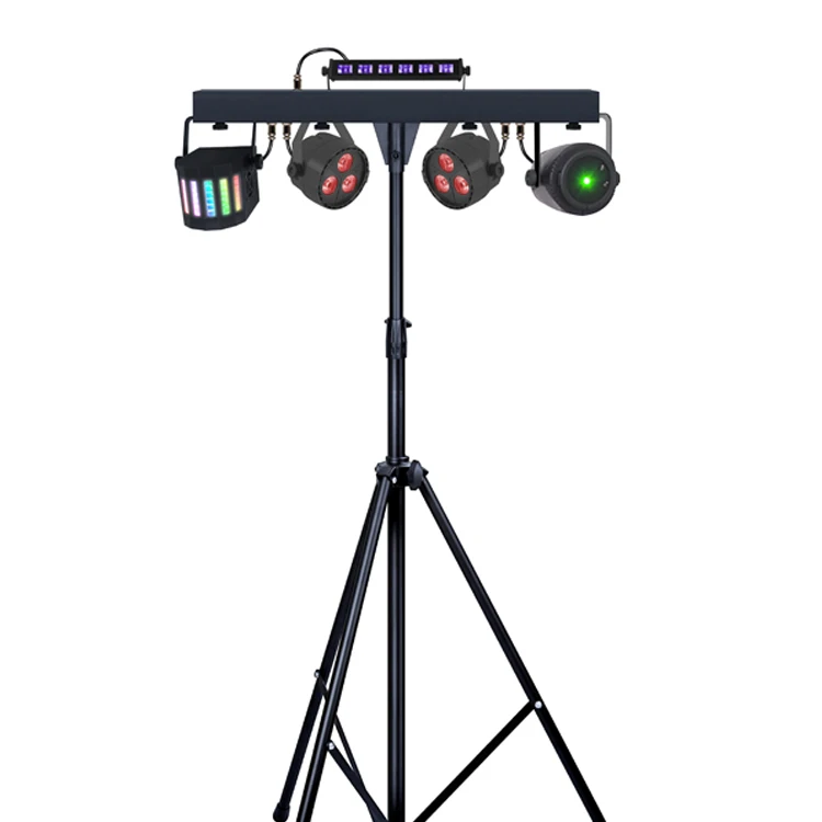 4-in-1 Par Can + UV Bar +Derby +Laser Complete Effect Light System Portable DJ Lighting Package