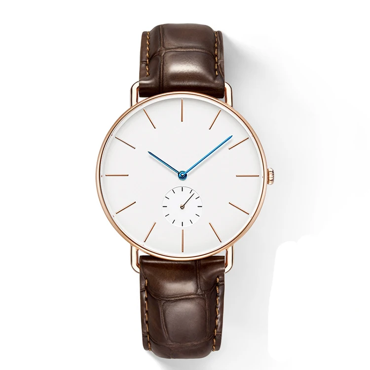 Wholesales matte black face italian leather watch straps japan movt quartz sr626sw mens custom logo watch made in china