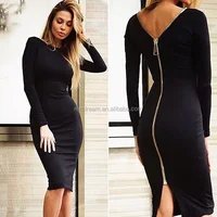 2016 New Arrival Long Zipper Long Sleeve Bandage Winter Dress Mid-Length Sexy Costumes many colors