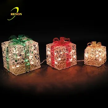 Gift box set- 12",14" & 16" crystal coiling silver gift boxes with 150 wam white led lights New Design Led Light Christmas Decoration Gift Box - Buy Led 3d Gift Box Motif Light,Metal Frame